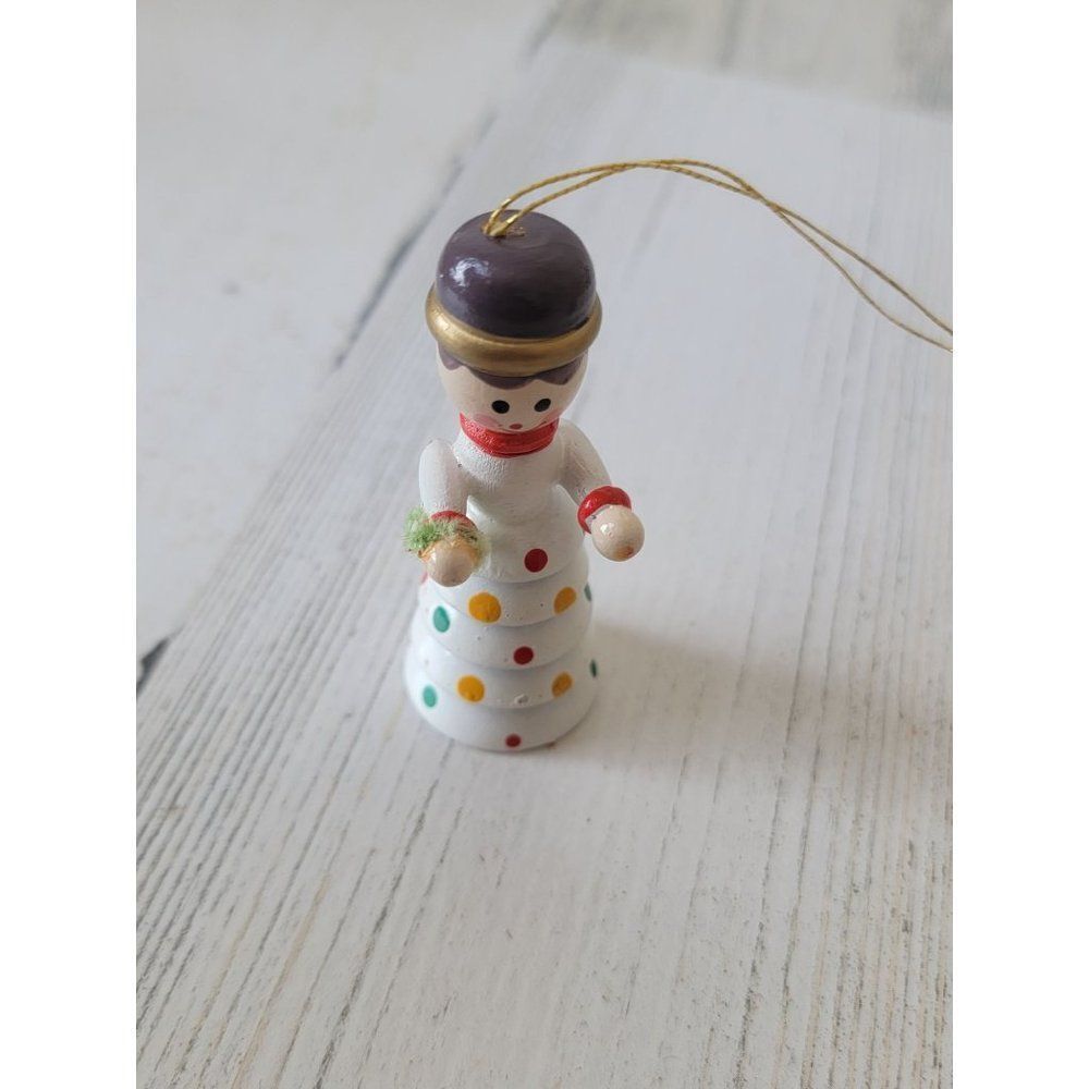Wooden vintage polka dot white trash girl ornament Xmas decor